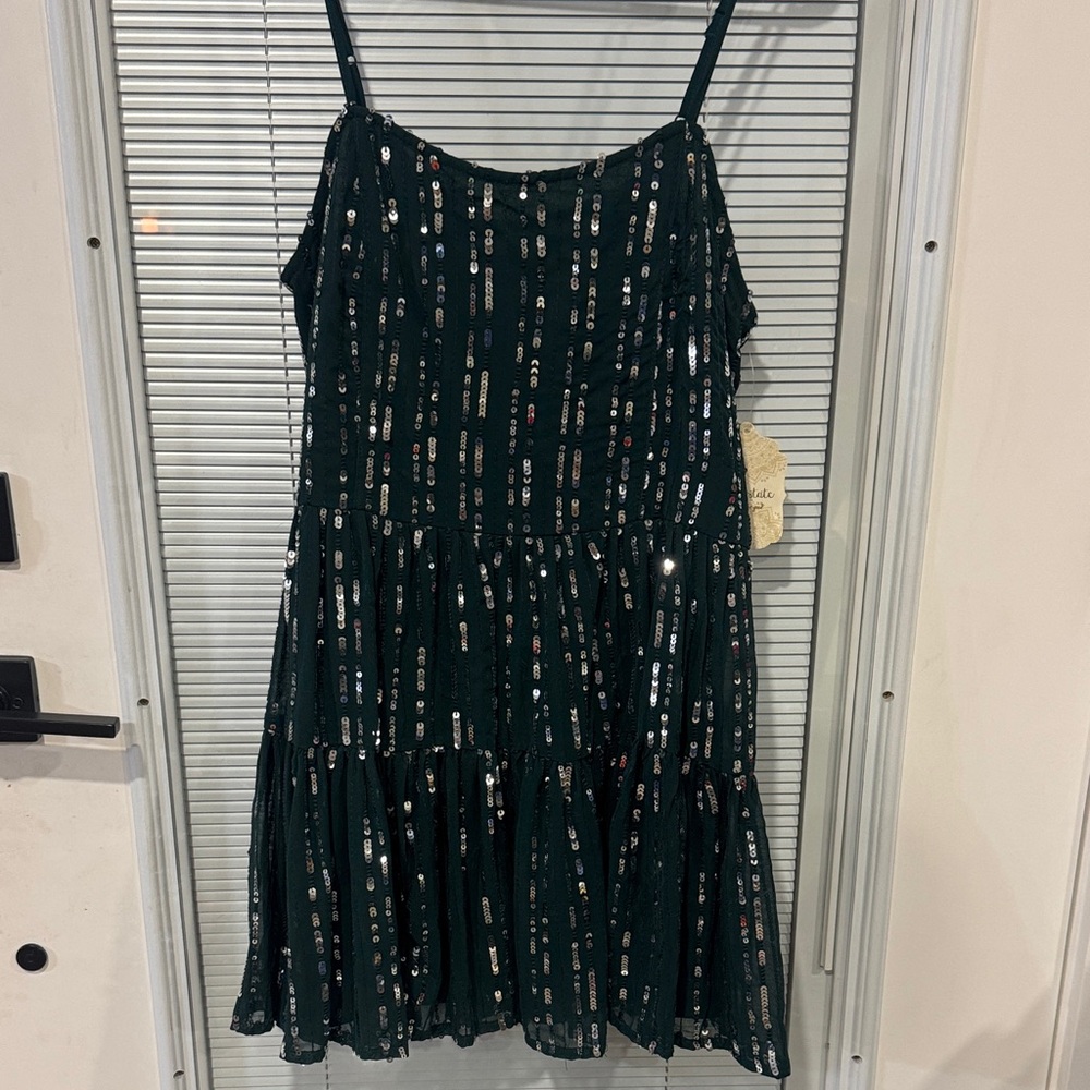 Altar'd State Green Sequin Midi Dress